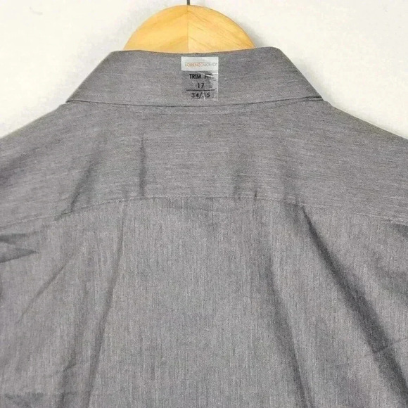 Lorenzo Uomo Trim Fit Mens Gray Dress Shirt Sz 17 Button Up Spread‎ Collar NWOT - Picture 11 of 16
